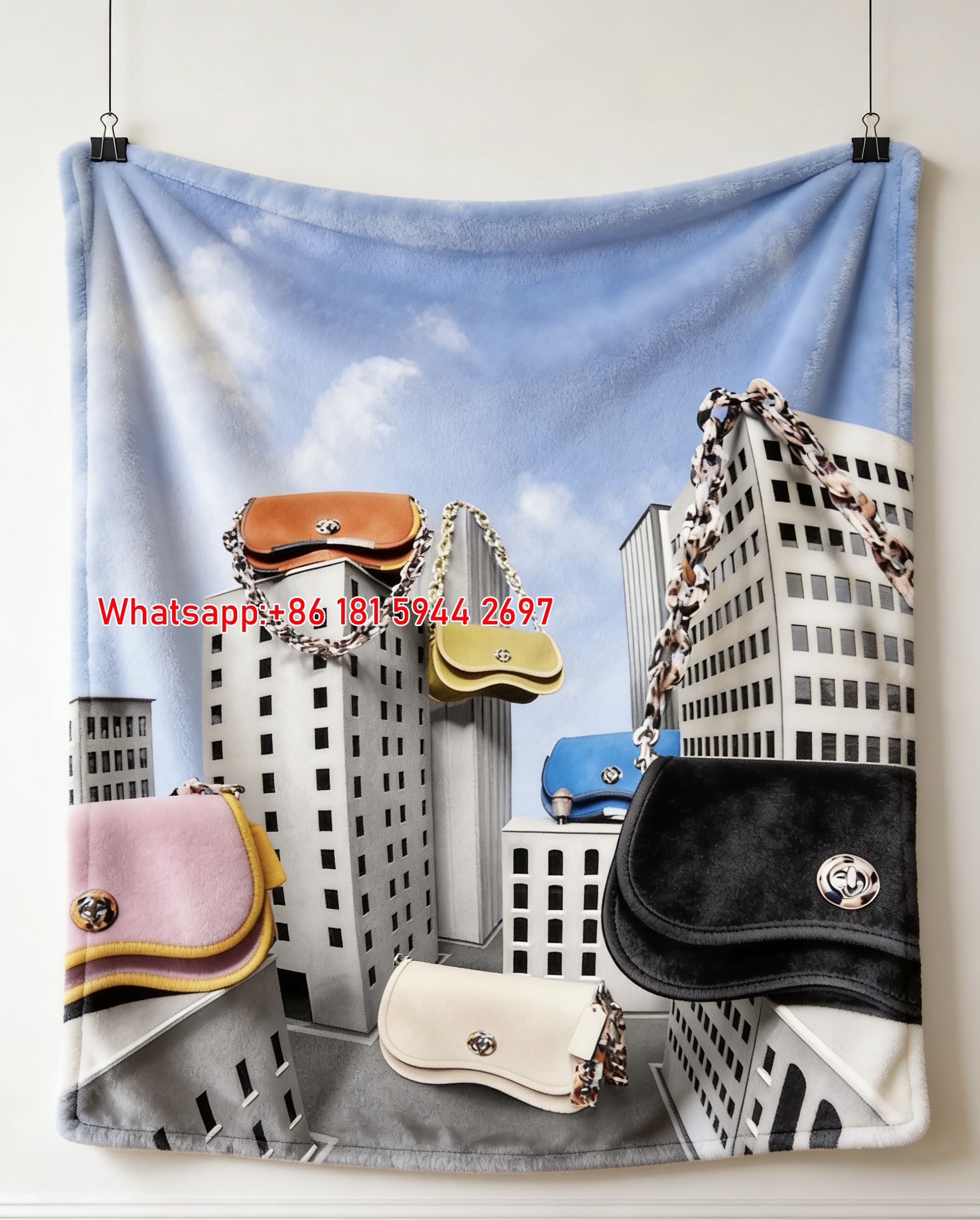 Coach Multicolor Saddle Bag City Print Flannel Sofa Throw Blanket C270